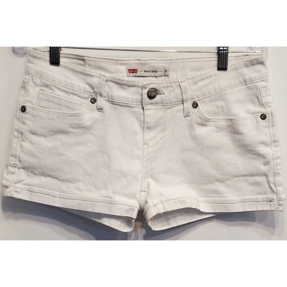 LEVI'S Juniors White Shorty Denim Jean Shorts Size 9 - Picture 1 of 4